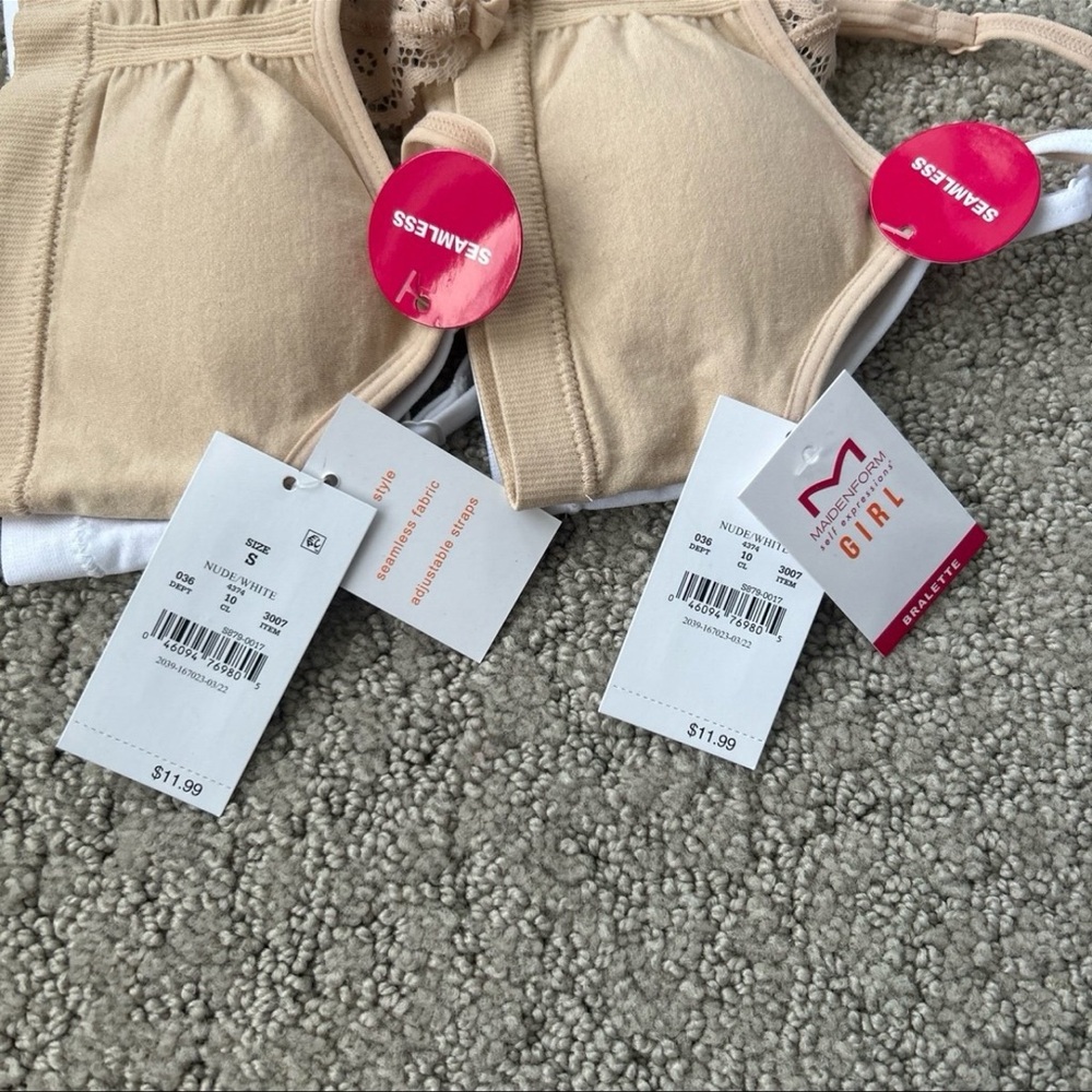 Maidenform Seamless Wireless Bralette Bundle Lace Racerback Nude Bras Girl S NWT - Picture 2 of 5